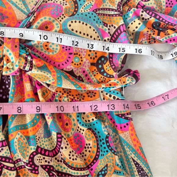 LILLY PULITZER VTG Y2K Silk Vibrant Paisley Dress 4 Tie Back Empire Waist Retro - Picture 7 of 10